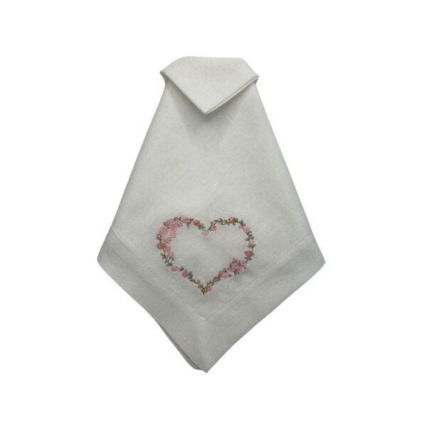 EMBROIDERED NAPKIN WITH FLORAL HEART