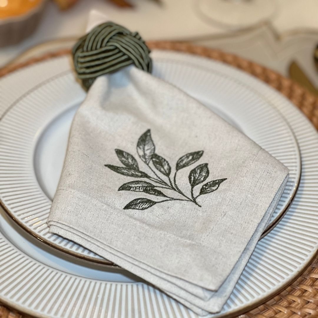 EMBROIDERED WITH TREE BRANCH NAPKIN - Image 2