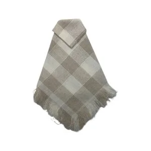 Rustic napkin in beige with gingham pattern.