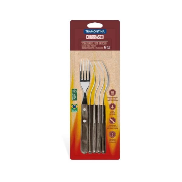 tramontina wooden handle steak fork set. A staek fork set with 6 pieces.
