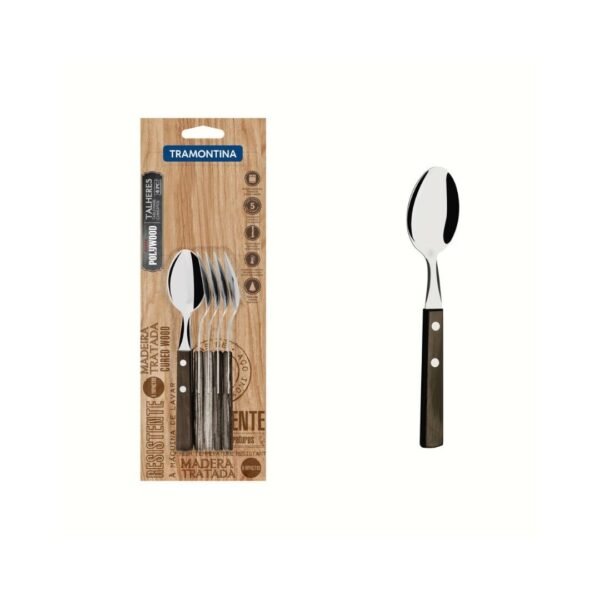 Tramontina wooden handle tea spoon set. A 6 pieces tramontina wood handle tea spoon set.