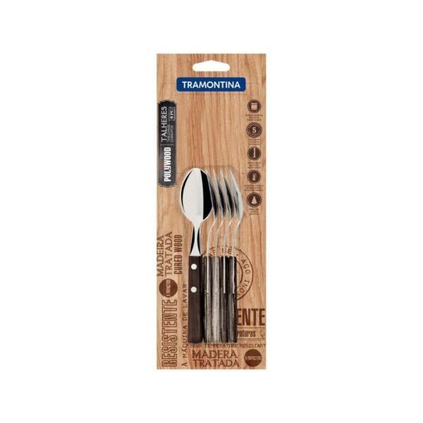 Tramontina wooden handle tea spoon set. A 6 pieces tramontina wood handle tea spoon set.