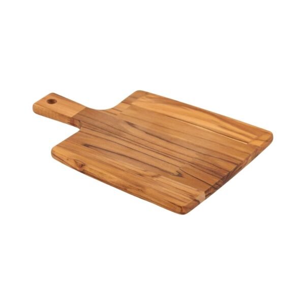 Tramontina teak wood cutting board with handle. A 40x28cm teak wood cutting board with handle.
