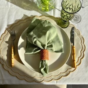 This set contains a placemats, napkin, and a napkin ring.